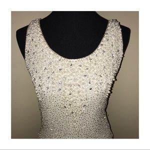 Gorgeous Vintage Cream Sparkly Pearl Beaded Sleeveless Tank